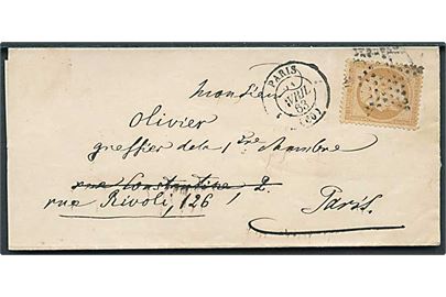 10 c. Napoleon III på lokalbrev i Paris d. 24.4.1863.