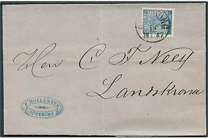 12 öre Våben på brev fra Göteborg d. 19.1.1867 til Landskrona.
