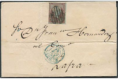 4 c. Isabella utakket på brev annulleret med stumt stempel og sidestemplet Madrid d. 30.10.186x til Zafra.
