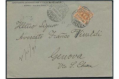 20 c. på brev annulleret med privat stempel Napoli / Magazzini Italiani E.& A. Mele &Ci d. 31.10.1896 til Genova.