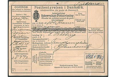 International Opkrævnings-Postanvisning M. Formular Nr. 15b (1/6 11) dateret Kjøbenhavn d. 28.8.1912 for forsendelse til Berlin, Tyskland. Uden stempler.