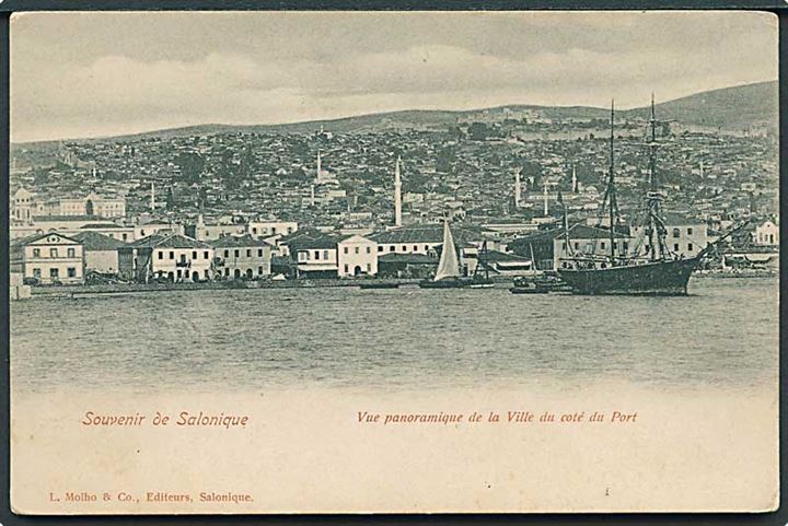 Havneparti fra Salonique, Grækenland. L. Molho u/no.