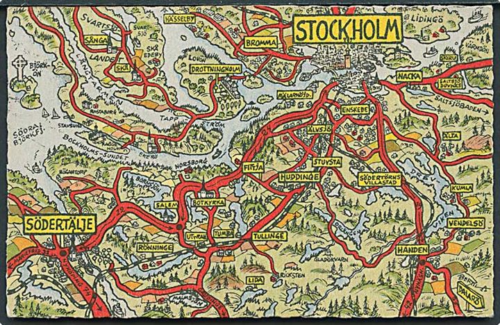 Svensk landkort over Stockholm. E. Gerhard no. 73.