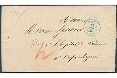 1846. Francobrev med indhold fra Paris d. 22.9.1842 via Hamburg Th.&. T. til København, Danmark