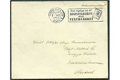 Ufrankeret interneret forsendelse fra København d. 2.10.1943 til interneret rekrut i Polytbatteri III, Gruppe Holbæk, Garderhusarkasernen, Næstved.