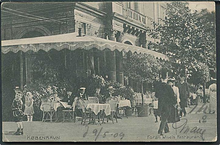 5 øre Fr. VIII på brevkort fra Kjøbenhavn d. 10.5.1909 via Korsør til Gendarm på St. Thomas, Dansk Vestindien.
