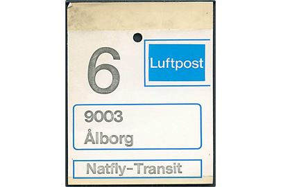 Luftpost sækkemærkat til Ålborg med Natfly-Transit.