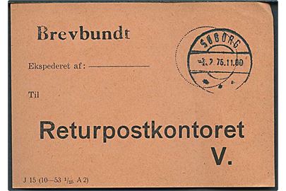 Brevbundt J15 (10-53 1/25 A2) fra Søborg d. 2.2.1976 til Returpostkontoret.