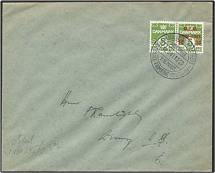 5 øre grøn og 5 øre DFU på lokalt sendt brev fra København d. 10.5.1941. Brevet med særstempel.