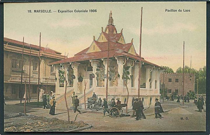 Laos pavillon paa kolonial udstillingen i Marseille, Frankrig. M. Ollivier no. 18.