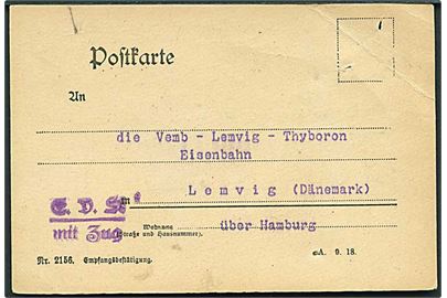 Ufrankeret tysk jernbanesag mærket E.D.S. mit Zug fra Hannover d. 19.6.1931 til Vemb-Lemvig-Thyborøn Jernbane i Lemvig, Danmark.
