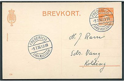 10 øre helsagsbrevkort (fabr. 120) annulleret med særstempel Fredericia Dansk Købestævne d. 9.7.1936 til Kolding.