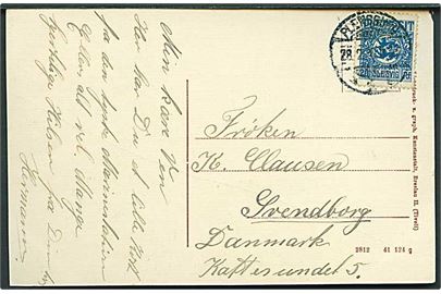 20 pfg. Fælles udg. på brevkort (Marinestationen i Mürwik) fra Flensburg d. 28.2.1920 til Svendborg, Danmark.