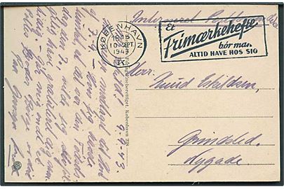 Ufrankeret interneret forsendelse brevkort fra København d. 10.9.1943 til Grindsted. Antagelig fra interneret soldat.