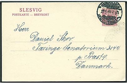 15 pfg. Fælles udg. helsagsbrevkort stemplet Hadersleben *(Schleswig)1* d. 14.2.1920 til Faxinge Sanatorium pr. Præstø, Danmark.