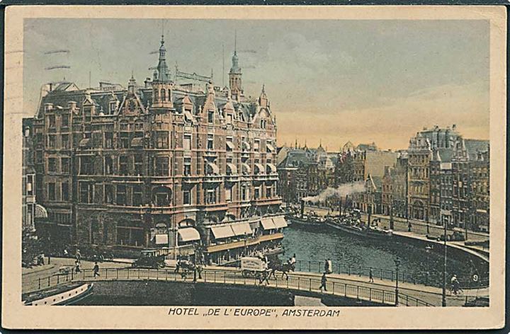 Hotel De L'Europe i Amsterdam, Holland. S. Sealtiel u/no.