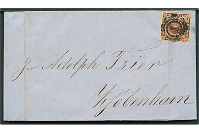 4 sk. 1858 udg. på dampskibsbrev fra Aalborg annulleret med nr.stempel 1 og på bagsiden stemplet Kiøbenhavn d. 4.6.1863 til Kjøbenhavn.