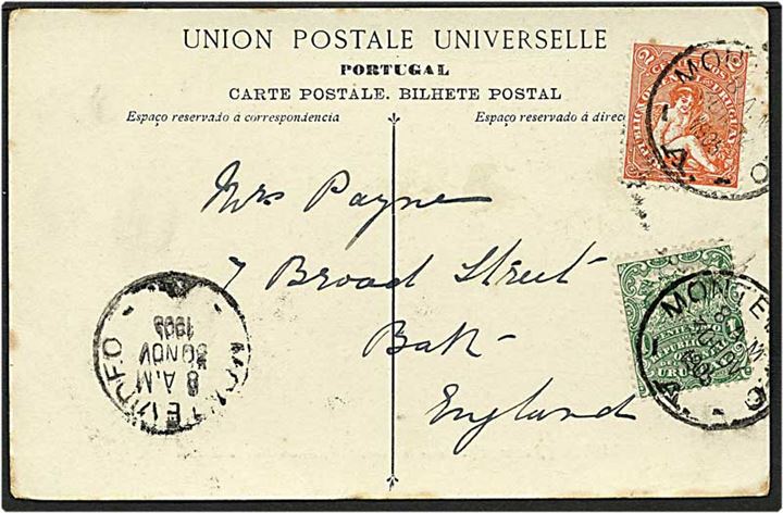 3 centimos på postkort fra Montevideo, Uruguay, d. 30.11.1905 til England.