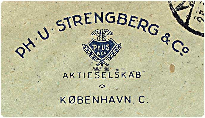 20 øre blå Chr. X på brev fra København d. 24.7.1920 til Assens. Mærket med perfin P40 - Ph. U. Strengberg.