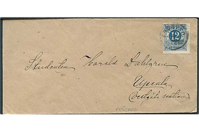 12 öre Ringtype på brev med svagt stempel Frösved d. 4.12.1882 til Upsala.