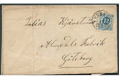 12 öre Ringtype på foldet brev fra Lysekil d. 12.3.1883 til Göteborg.
