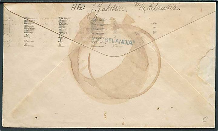 5 cents Olympiade udg. på brev fra Los Angeles d. 20.12.1933 til Marstal, Danmark. Fra sømand ombord på M/S Selandia.