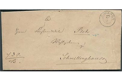 1854. Ufrankeret tjenestebrev fra Arolsen d. 27.5.1854 til Schmillinghausen.