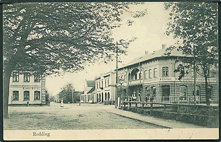 Kjærs Hotel og A.C. Coltack manufakturhandel i Rødding. U/no.