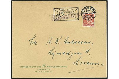 30 øre rød Fr. IX på rutebilbrev lokalt sendt fra Horsens d. 1.3.1953.