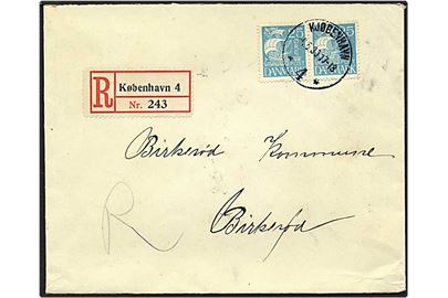 25 øre blå karavel på Rec. brev fra København d. 4.5.1930 til Birkerød.