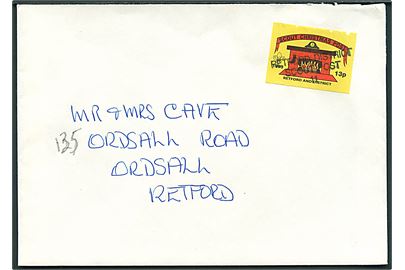 13d Scout Christmas Post 1993 mærke på lokalbrev stemplet Retford District Scout Post 11. 