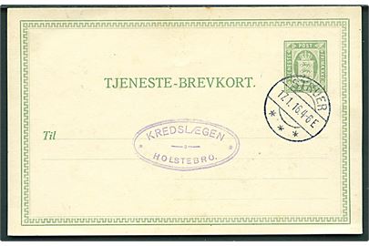 5 øre Tjenestebrevkort fra Struer d. 17.1.1916 til Holstebro.