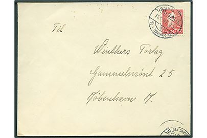 20 øre Chr. X på brev stemplet Den danske Brigade / 3 / * i Tyskland * d. 16.12.1947 til København. Sendt fra forlægningen i Aurich.