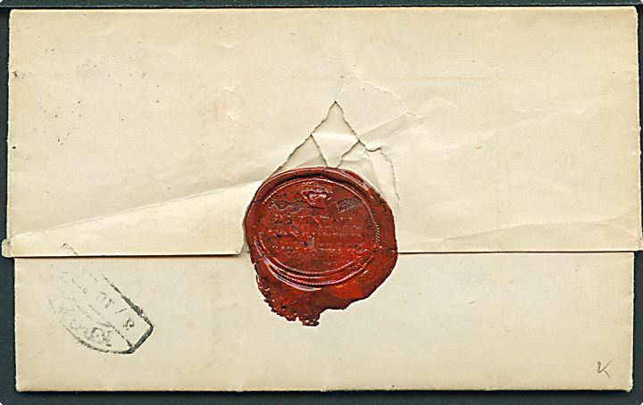 1864. Ufrankeret 6 sk. francobrev fra Det store kongl. Bibliotek med antiqua Kjøbenhavn d. 1.10.1864 til Lübeck. Ank.stemplet K.D.O.P.A. d. 3.10. Påskrevet 1/2 med rødkridt. Fuldt indhold. 