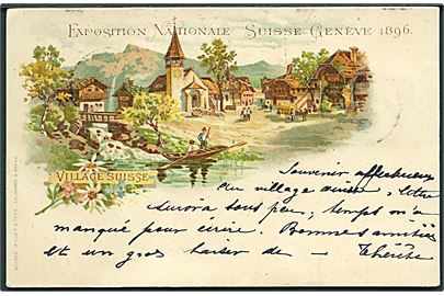 Schweizisk landsby under udstilling 1896 i Geneve, Schweiz. Müller & Trub u/no.