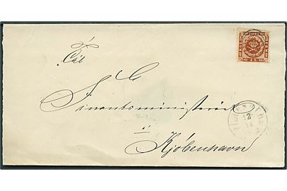 4 sk. stukken kant på brev annulleret med svagt nr.stempel og sidestemplet Flensburg d. 12.12.1863 til Kjøbenhavn.