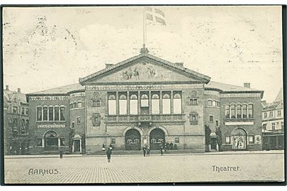 Teatret i Aarhus. Stenders no. 15731. 5 øre grøn Fr. VIII med trissefejl.