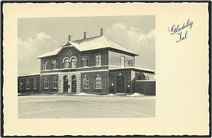 Ringe i sne med stationen, 5 kort. E. Andersen no. 14094 - 14098