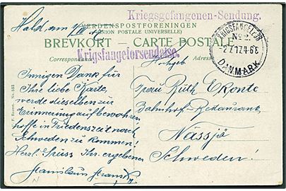 Ufrankeret krigsfangebrevkort med brotype IIIb Krigsfangelejr No. 2 Danmark d. 2.7.1917 til Nässjö, Sverige.