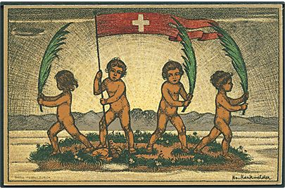 Nationalistisk schweizisk postkort. U/no.