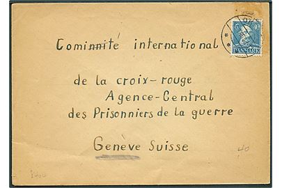 40 øre Chr. X på brev stemplet Oksbøl d. 16.1.1946 til Int. Røde Kors i Geneve, Schweiz. Fra tysk flygtning i flygtningelejren Oksbøl. På bagside ovalt stempel (krone)/St.c.L./Lejrchefen/i Oksbøl.