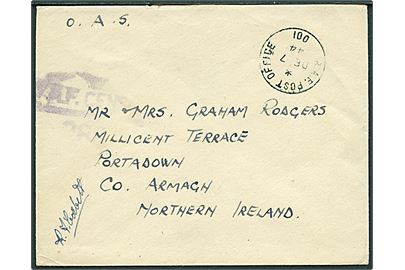 Ufrankeret OAS feltpostbrev BLÅLIGT stempel R.A.F. Post Office 001 (= Reykjavik) d. 7.12.1944 til England. R.A.F. Censor no. 288. 