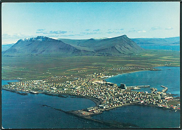 Akranes set fra fly, Island. M. Vibe Lund no. VJ-7522.