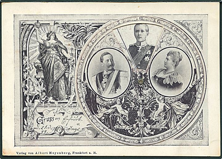Mekaniskkort med Kejser Wilhelm d. II og familie. A. Meyenberg u/no.