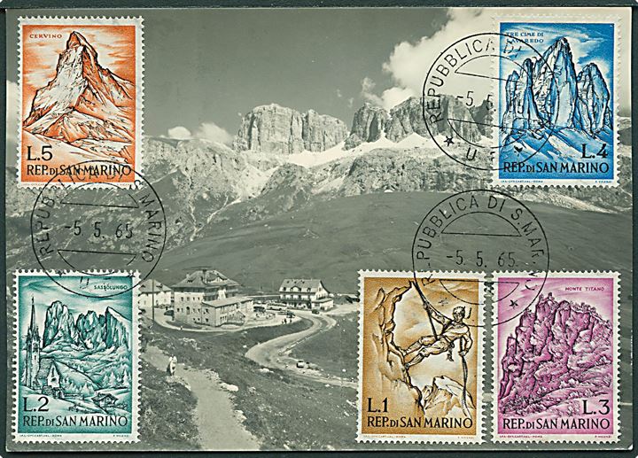 Maximumskort med bjerge i San Marino. Ghedena no. 4999.