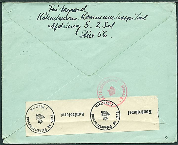 10 øre Bølgelinie (2) og Julemærke 1940 på brev fra København d. 2.1.1941 til Nösund, Sverige. Åbnet af dansk censur. 1 mærke med fold.
