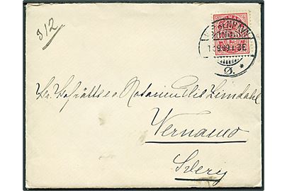 10 øre Våben single på brev fra Kjøbenhavn d. 12.9.1899 til Värnamo, Sverige.