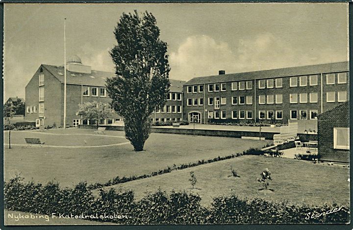 Katedralskolen i Nykøbing F. Stenders Nykøbing F. no. 356. Postkortet sendt som søndagsbrev.