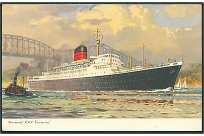 R.M.S Saxonia, Cunard. U/no. Kortet har været opklæbet.