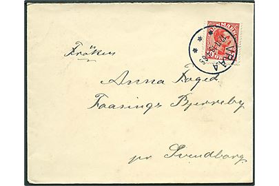 10 øre Chr. X på brev annulleret med brotype IIIb Vraa d. 12.11.1919 til Taasinges Bjerreby pr. Svendborg.